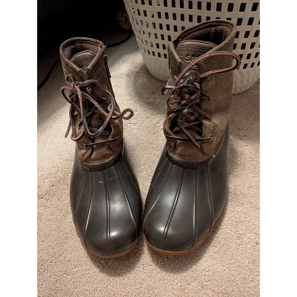 Sperry Saltwater Duck Boots Womens 9 Brown Leather Waterproof ankle‎ Boot